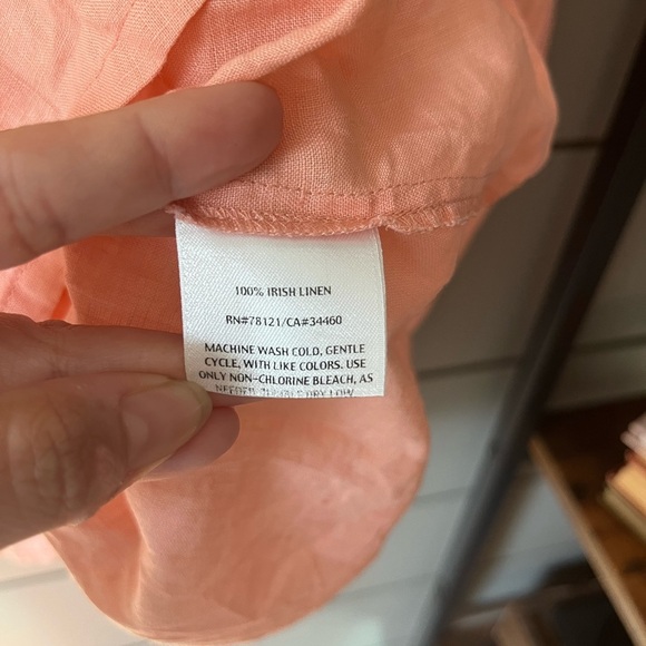 Eileen Fisher peach tunic Blouse 100% Pure Irish Linen Popover Oversized XL EUC - Picture 7 of 8